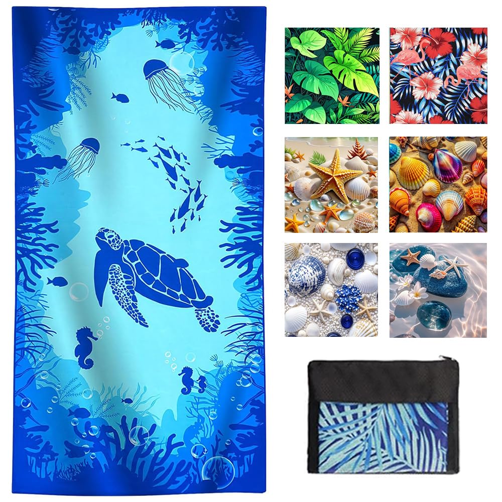 JAODFK Microfibre Beach Towel 71"X32" Quick Dry Lightweight Sand Free Large Thin Towels Travel Essentials For Adults Womens Swim Bath Accessories