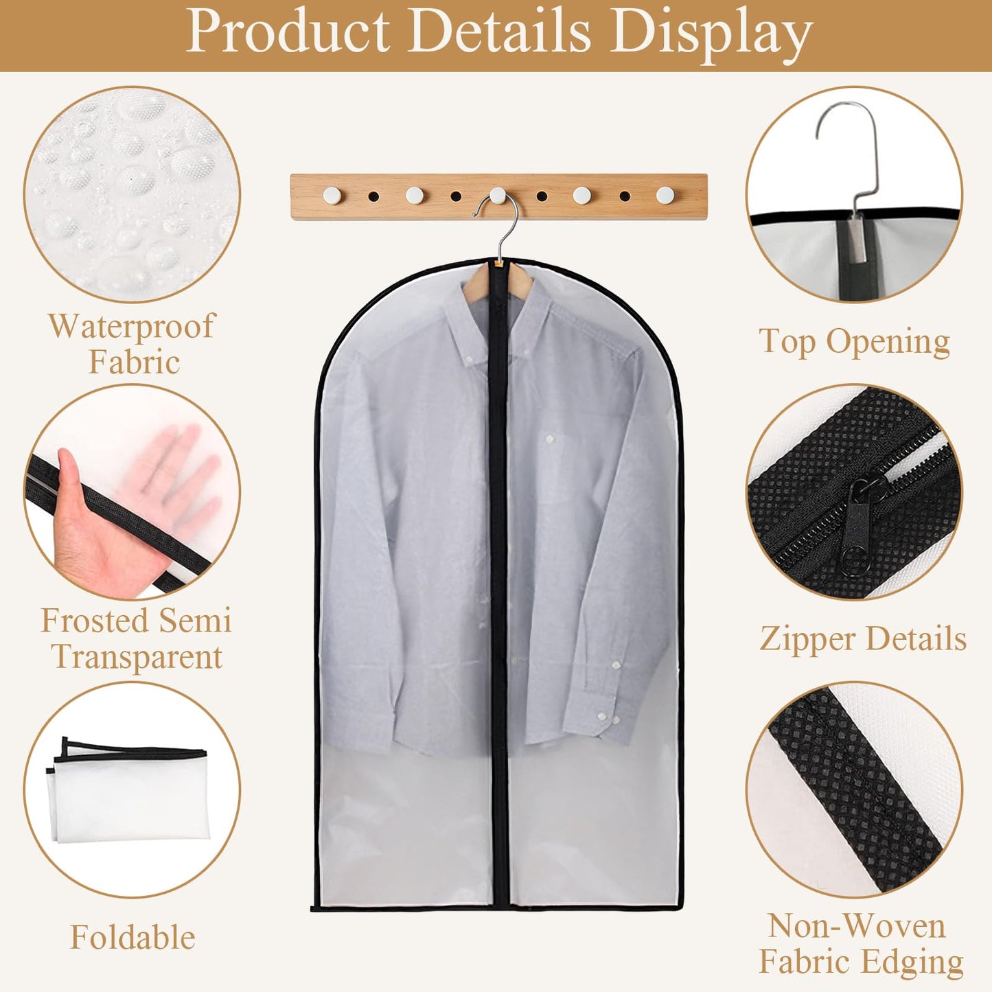 YiZhou 12 Pack Translucent PEVA Garment Bags, 60×100cm Suit Storage Covers