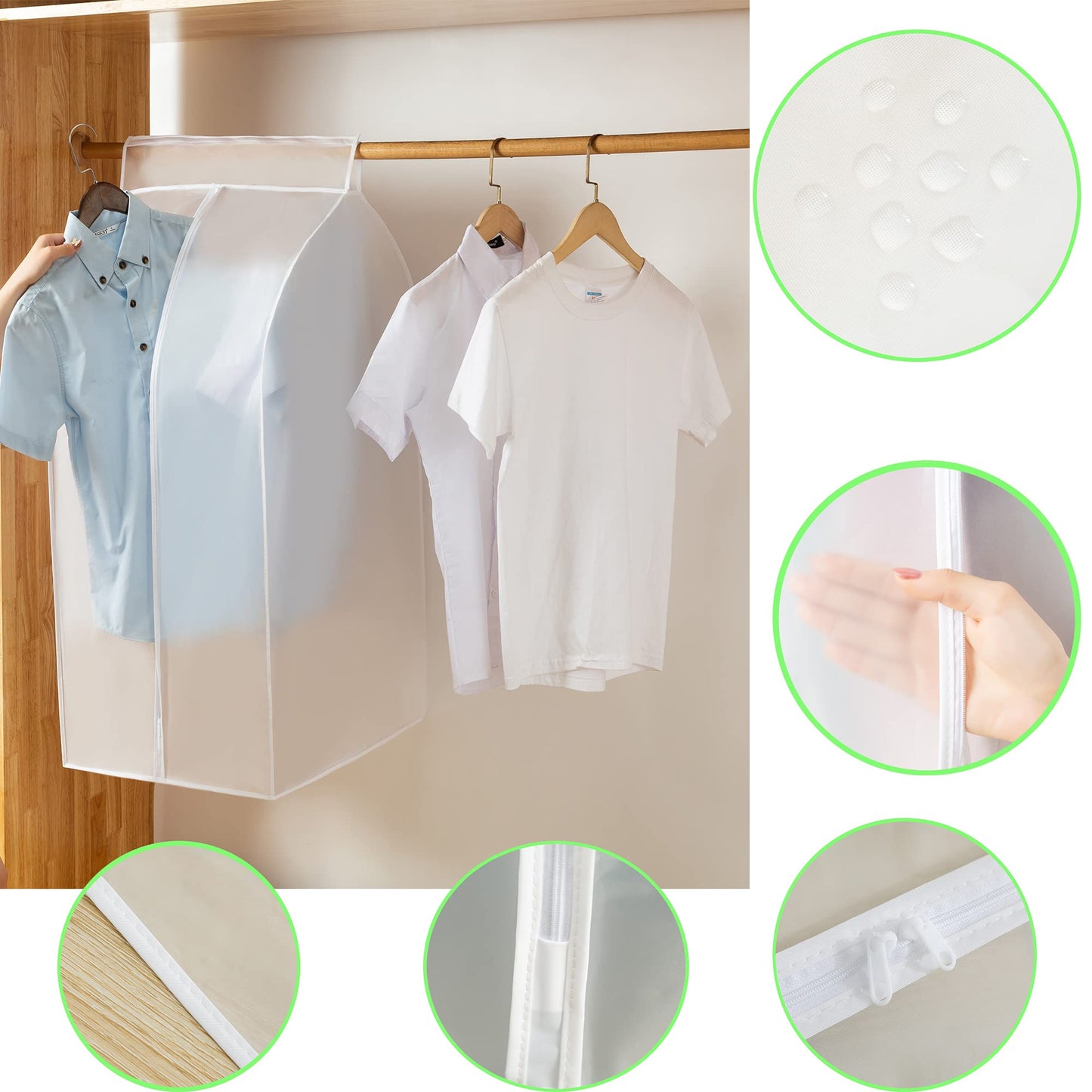 GQC Garment Clothes Dustproof Clothes Rail Cover Storage Bag, Clothes Rack Cover 2 Pcs PEVA Dustproof Wardrobe Hanging Protector Rack Organizer with