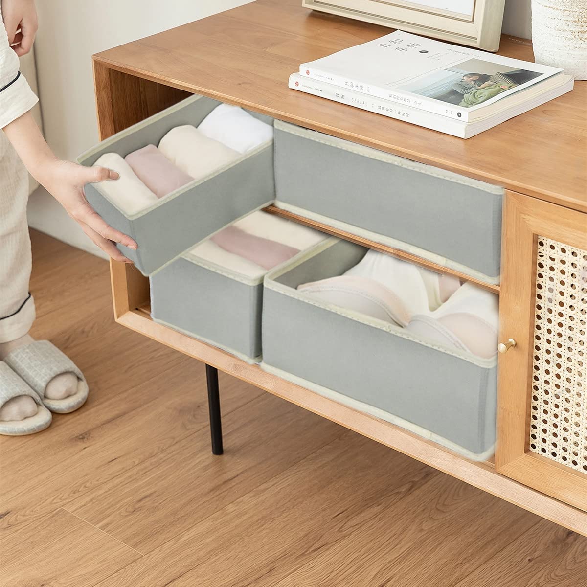 12 Pack Drawer Organiser, Foldable Fabric Wardrobe Storage Organiser, Drawer Dividers for Clothing