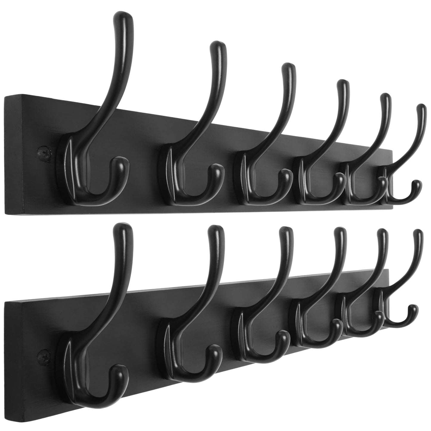 HONSKY Wall Coat Rack,Wooden Wall Coat Hook,6 Double Hooks,44cm,Coat and Towel Hanger Storage for Entryway, Bathroom, Bedroom