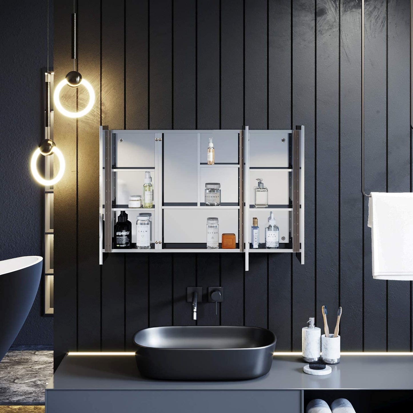 ELEGANT 600x900mm Bathroom Cabinet with Mirrors, Stainless Steel