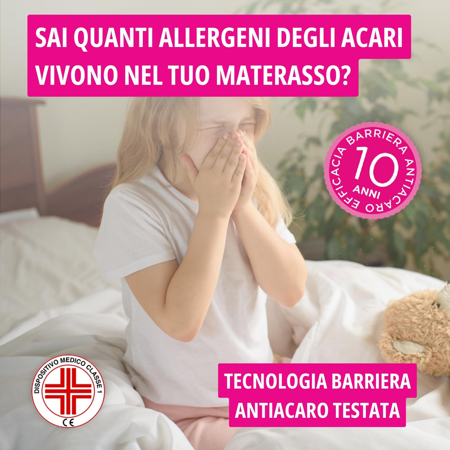 Allergosystem Anti-Dust Mite Sleeping Set Consisting of Mattress Cover with Zip for Double Bed, 160 x 190 x 20 cm and 2 Pillowcases, 50 x 80 cm