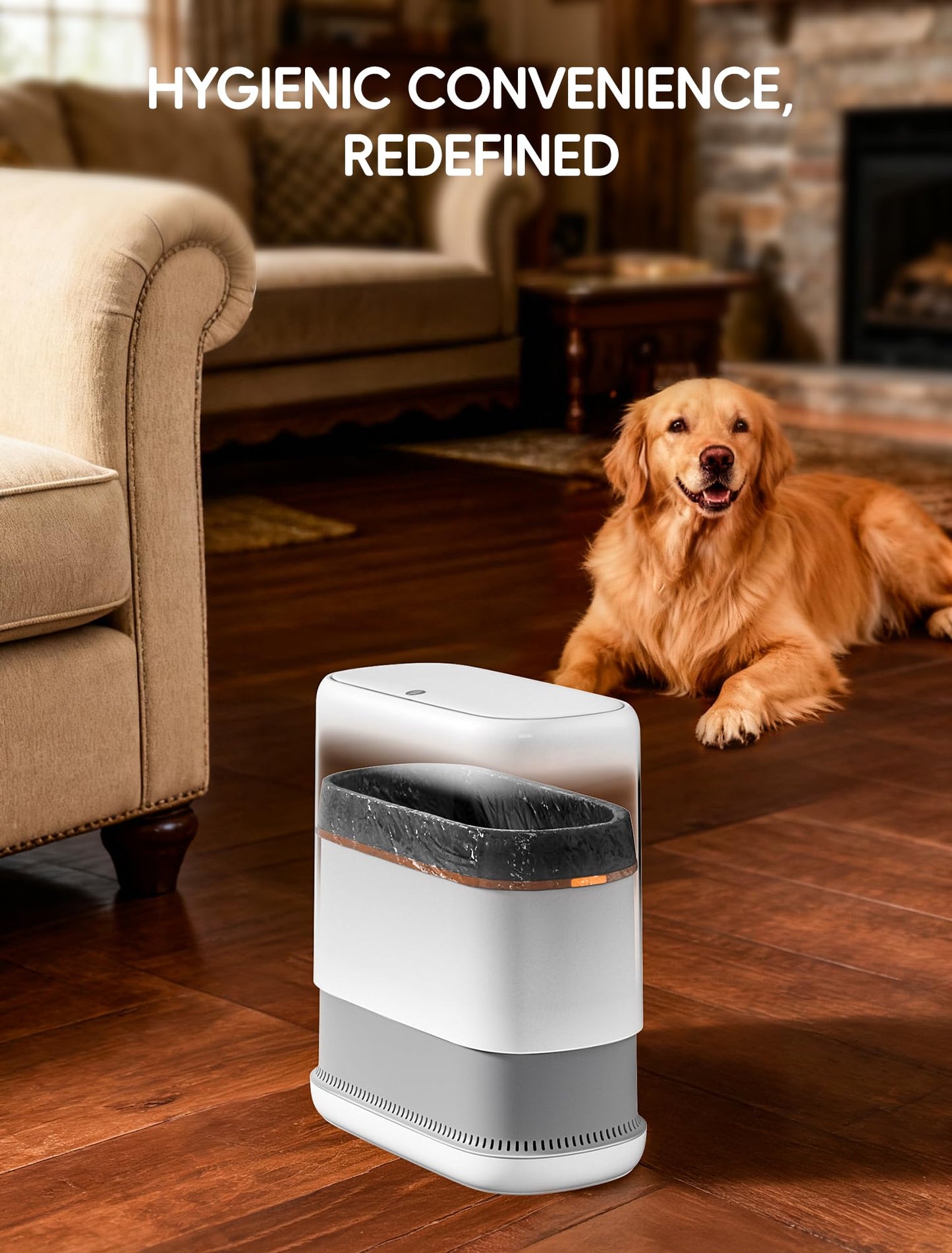 LEGUO Slim Touch Top Bathroom Bin with Lid, White, 11.7L