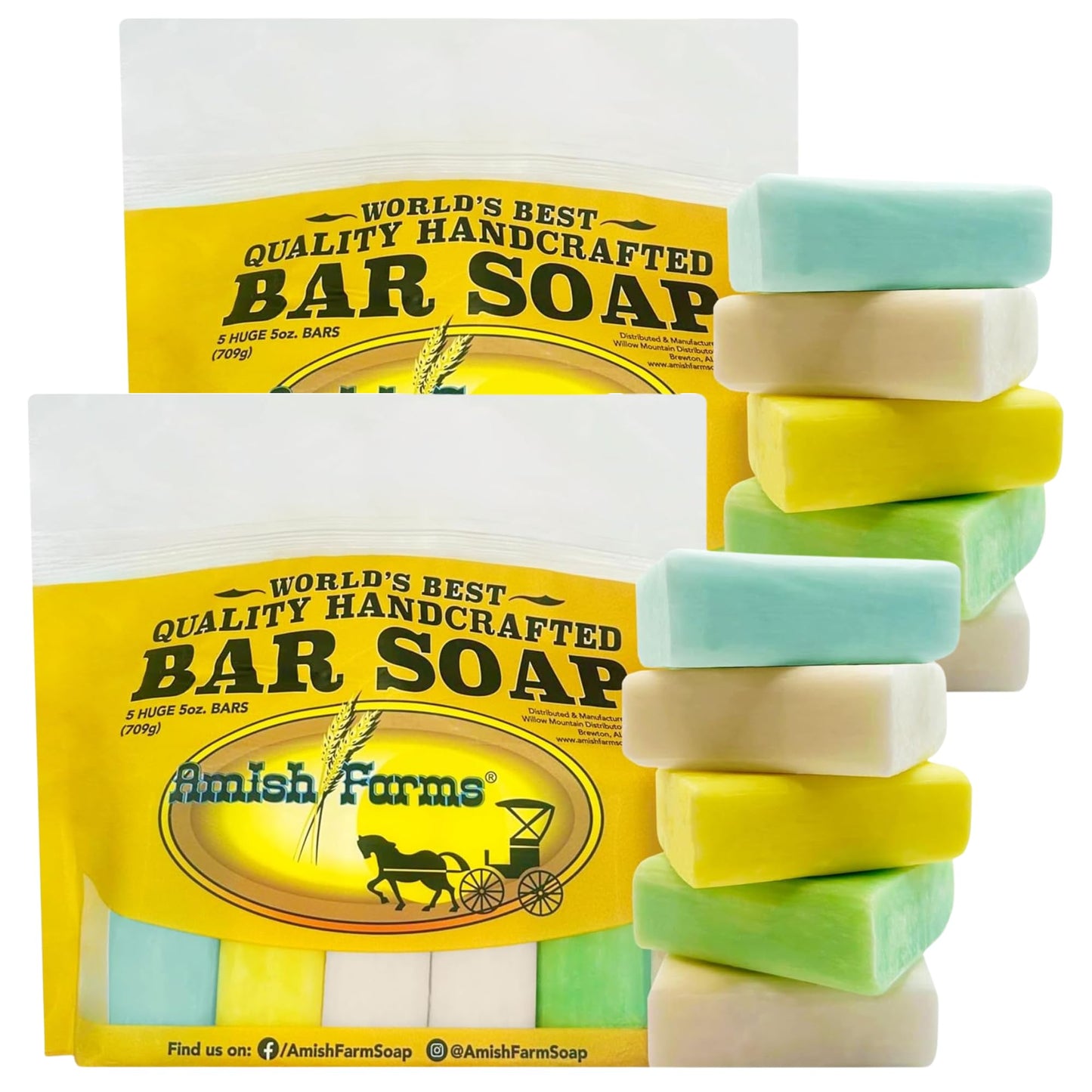 Amish Farms Bar Soap with All Natural Bentonite Clay - Handmade Vegan Soap Bars Multipack, Moisturising Body Soap Bar for Sensitive Skin, Women & Mens