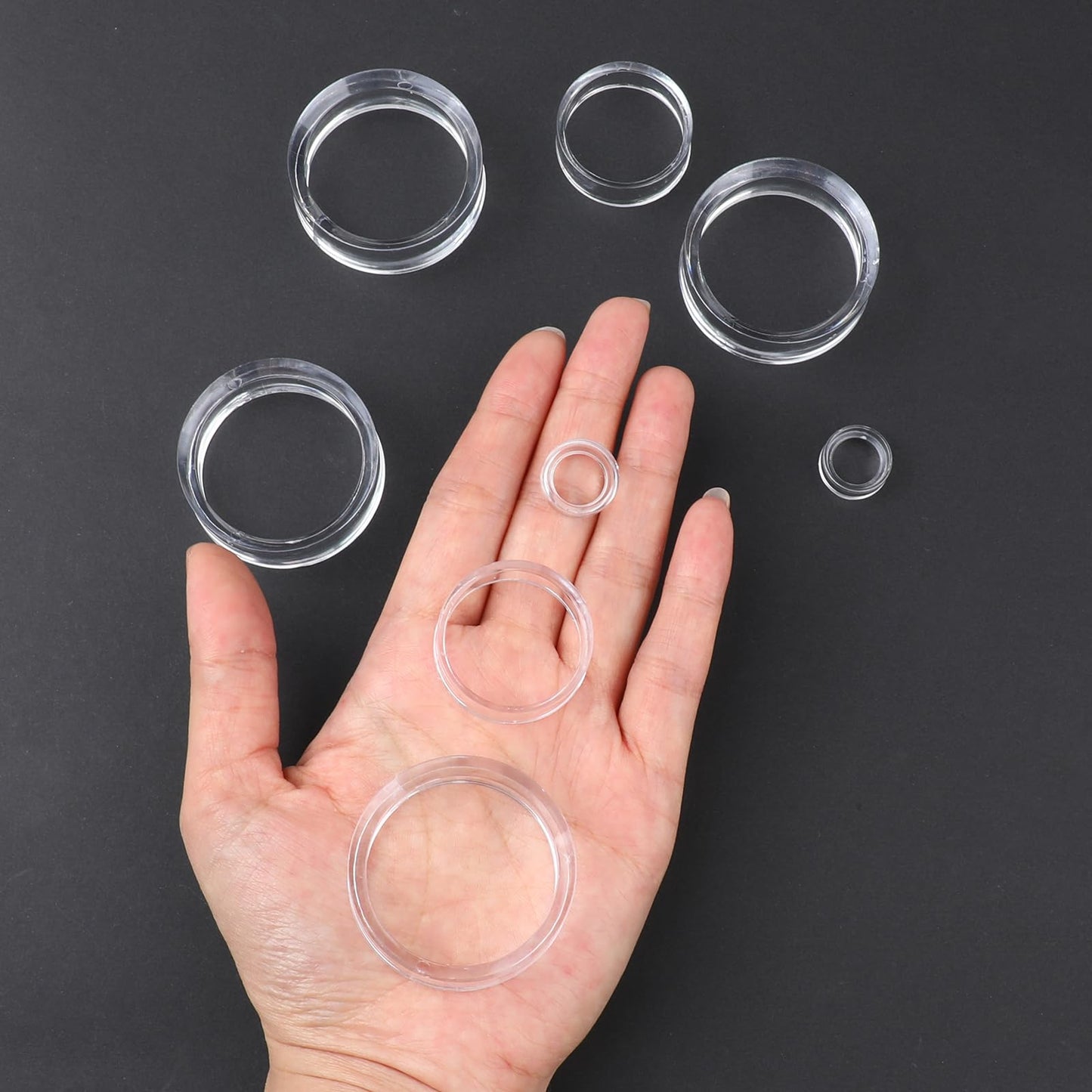 12 Pcs Crystal Sphere Stand Holder Clear Ball Acrylic Display Stand Rings Round Baseball Plastic Sphere Holder for Baseball Tennis Ball Golf