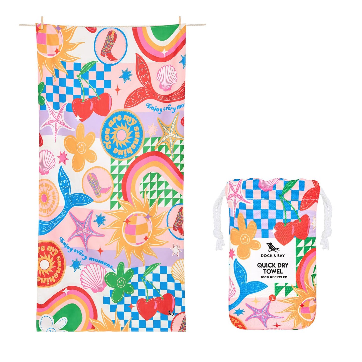 Dock & Bay Quick Dry Beach Towel - Good Vibes Club, Medium