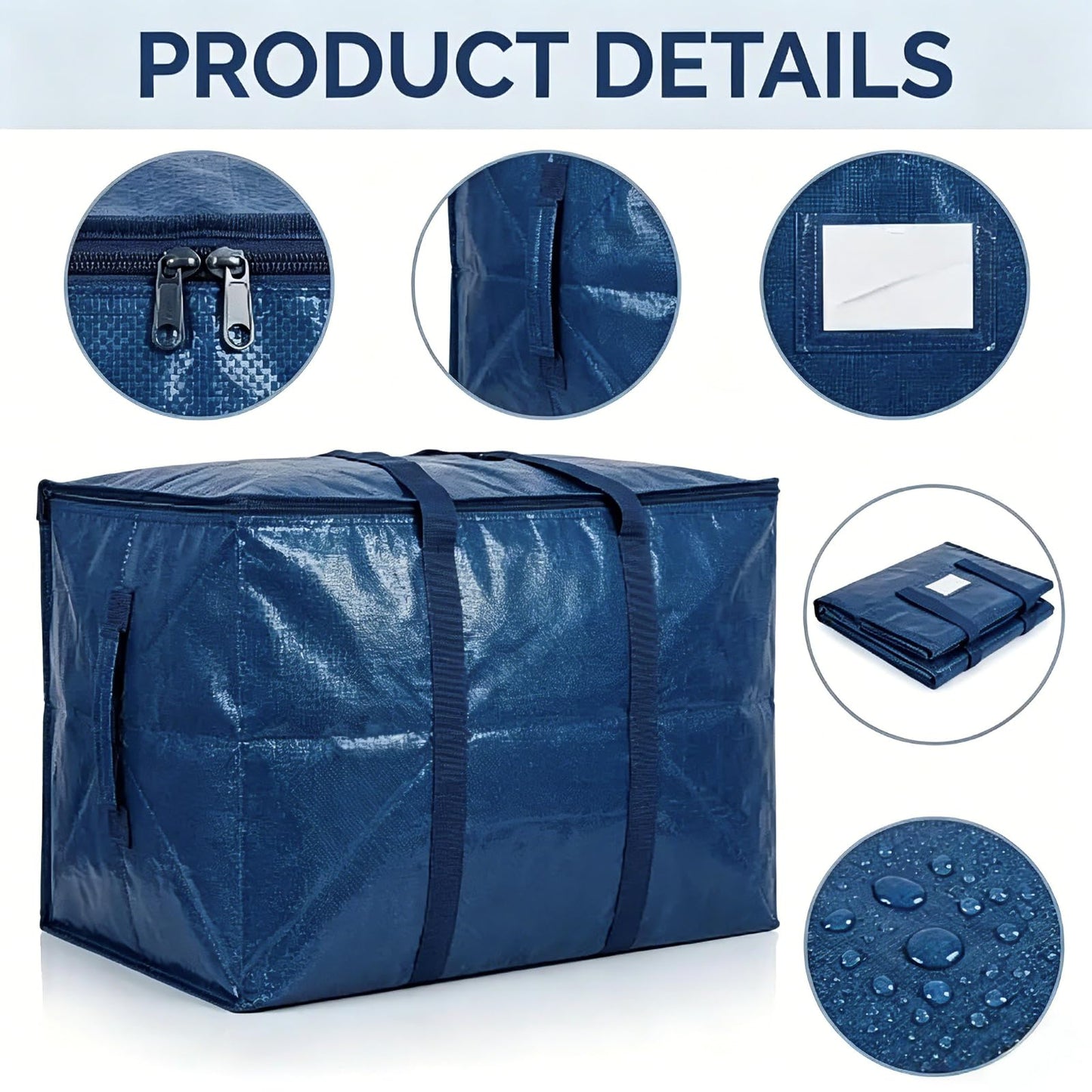 Boyfield Moving Bags 90L 4 Pack Storage Boxes Heavy Duty Packing Boxes with Zips, Clear Moving Boxes Foldable PP Storage Bags for Clothes, Bedding