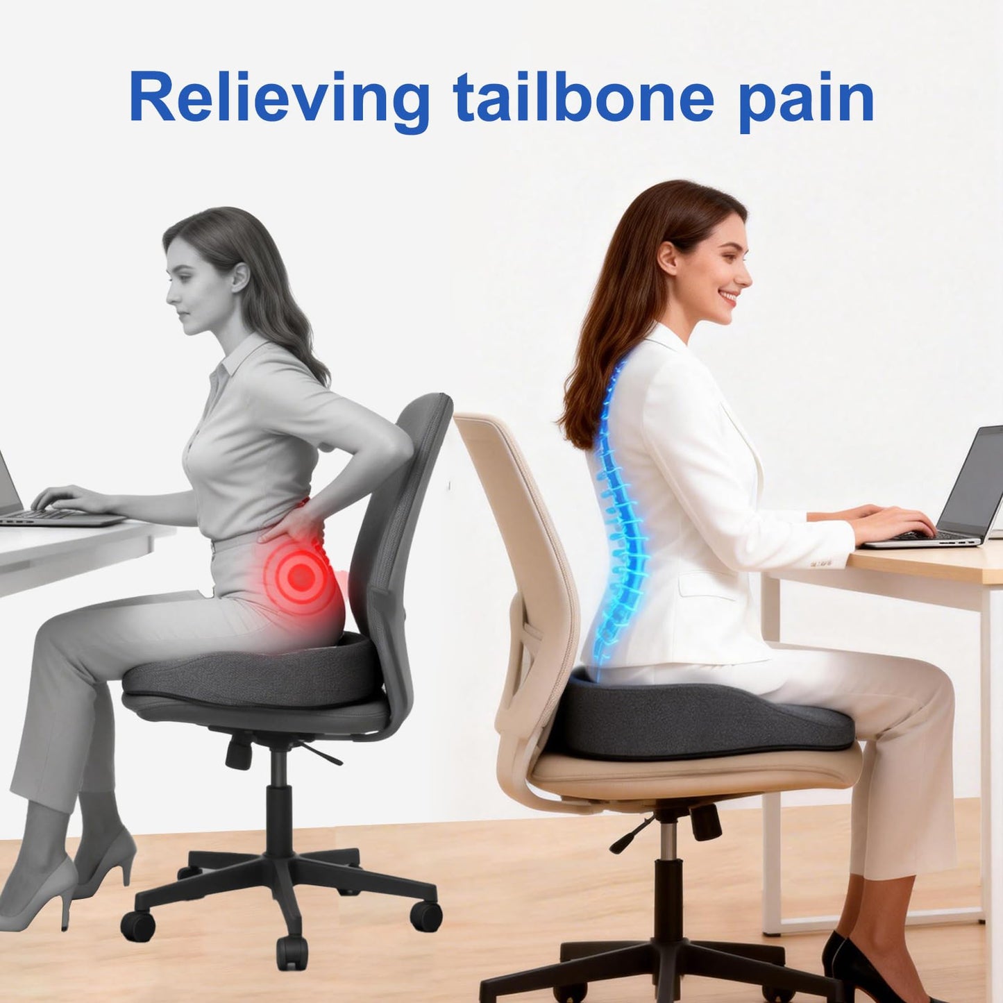 ELINTR Memory Foam Donut Cushion for Tailbone Pain Relief