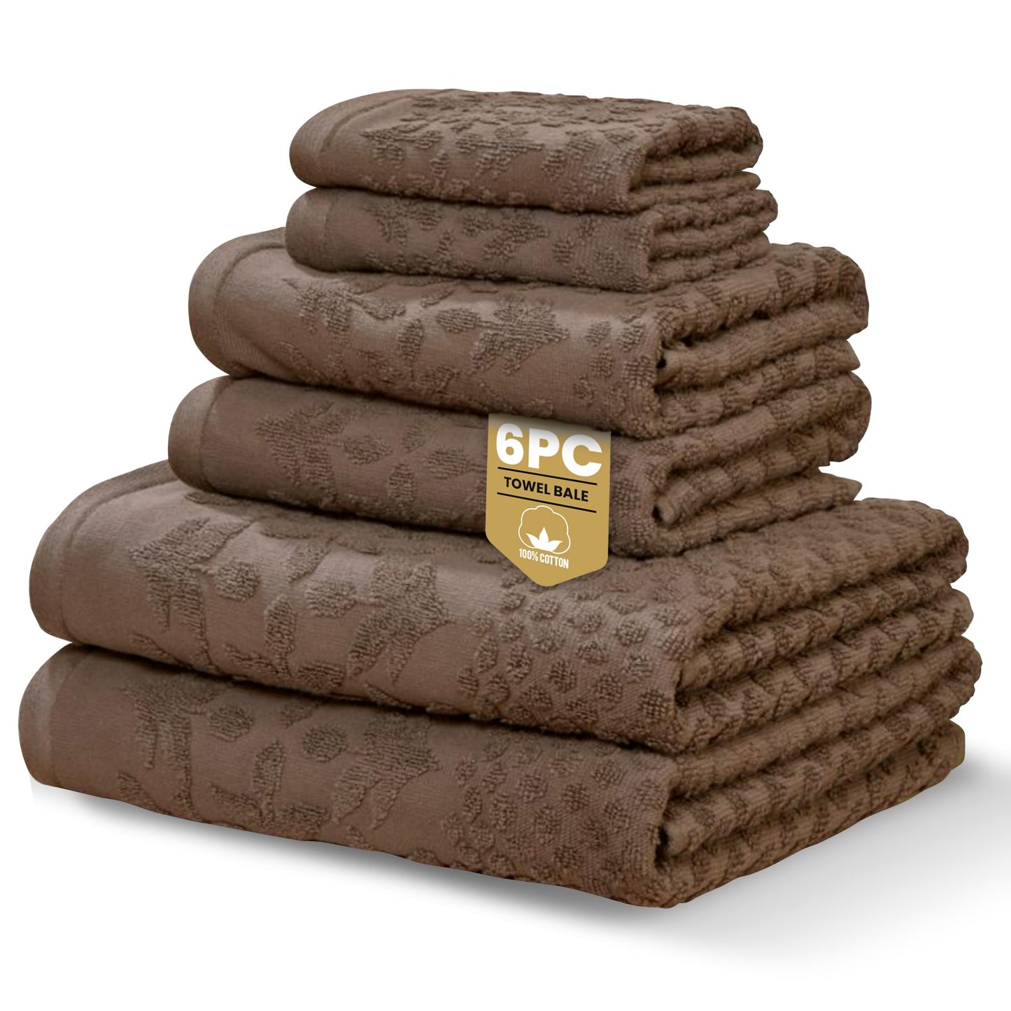 Rapport Home Versailles Jacquard 6-Piece Towel Bale | Luxurious 100% Cotton 500GSM Bathroom Set for Soft Absorbent Comfort and Elegant Style