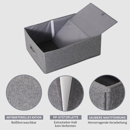 LAJIAKE Wardrobe Storage Organiser Boxes Set of 2 50x40x20cm – Large Clothes Storage Boxes with Removable Divider