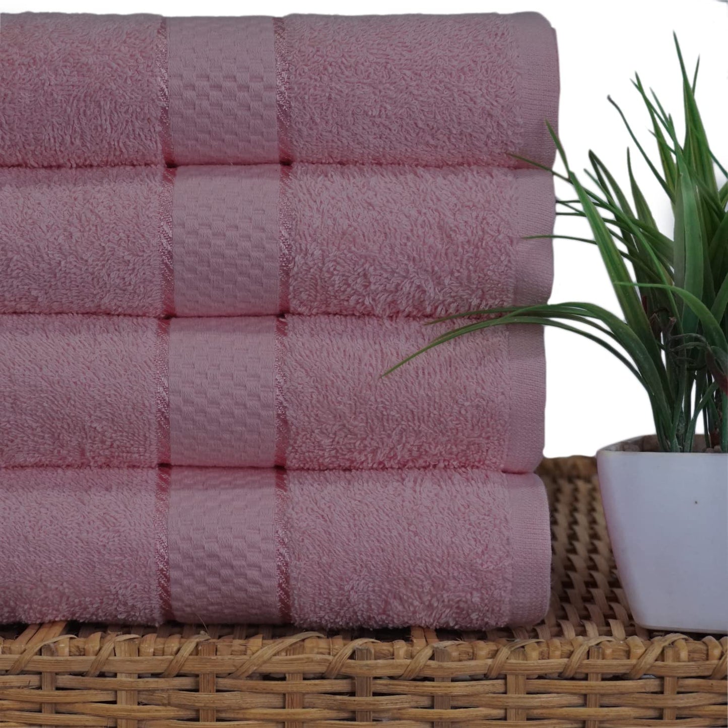 Casabella Luxury Pack Of 4 Bath Sheet 100% Egyptian Cotton Super Soft towel_Pink