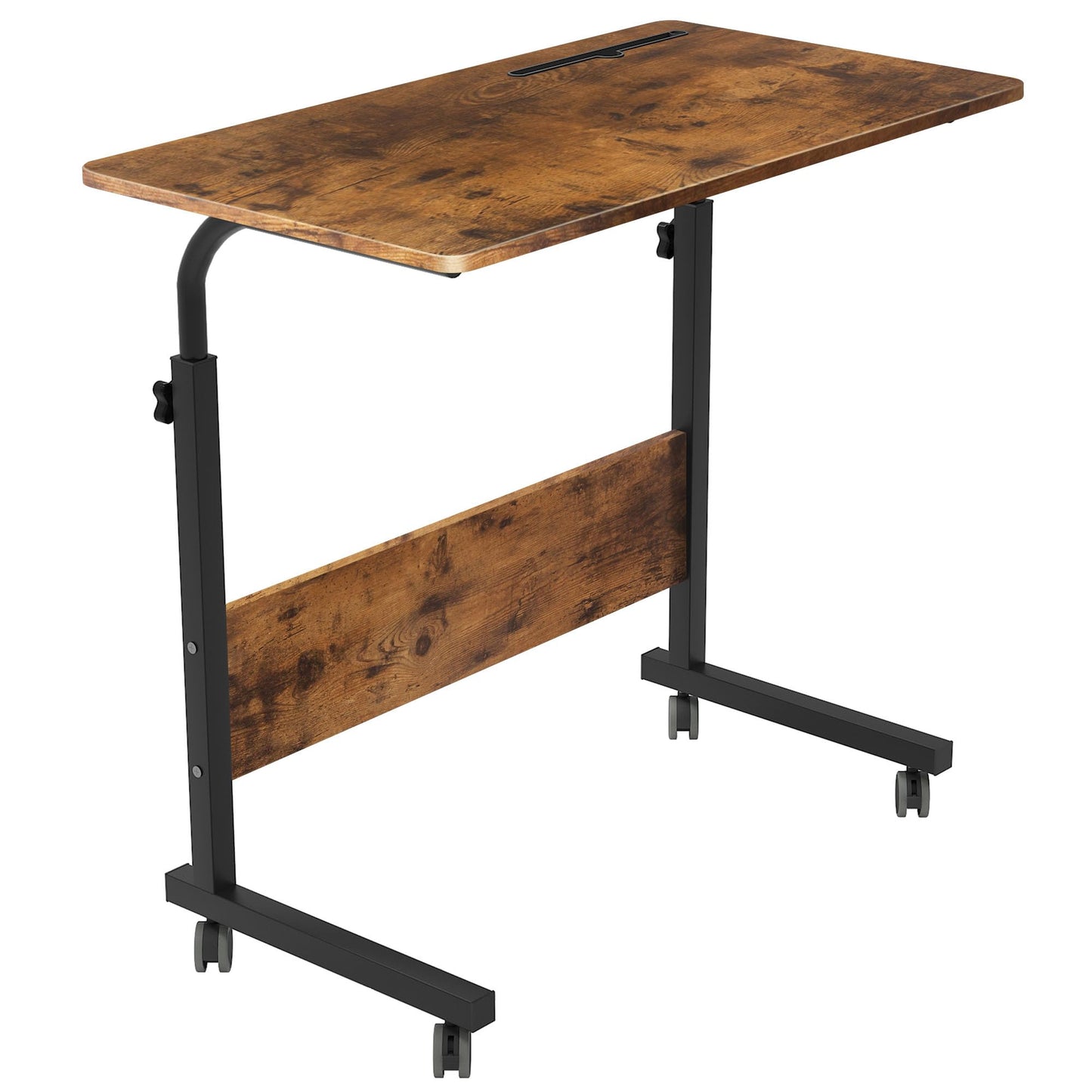 sogesfurniture Height-adjustable laptop table, computer desk with tablet slot, 80 x 40 cm, PC table, sofa table, care table, side table with wheels