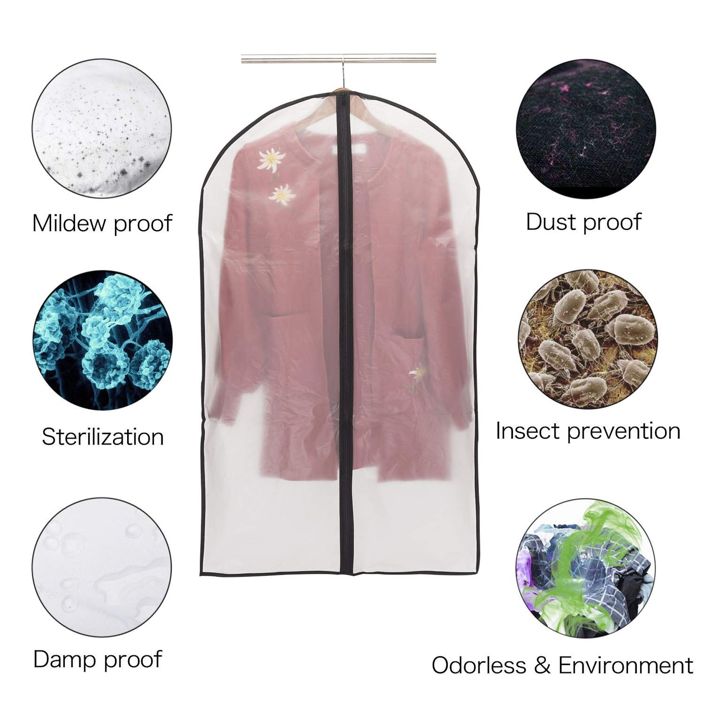 Niviy Garment Bags 60 x 100 cm, PEVA Clothes Covers with Zip, 12 Pack