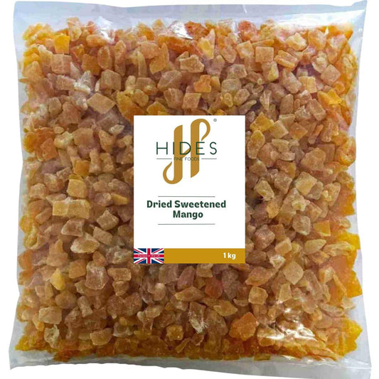 Hides Fine Foods - Dried Sweetened Diced Mango 1kg - Suitable for Vegetarians - Baking - Granola - Breakfast - Snacking - Desserts - Trail Mix -
