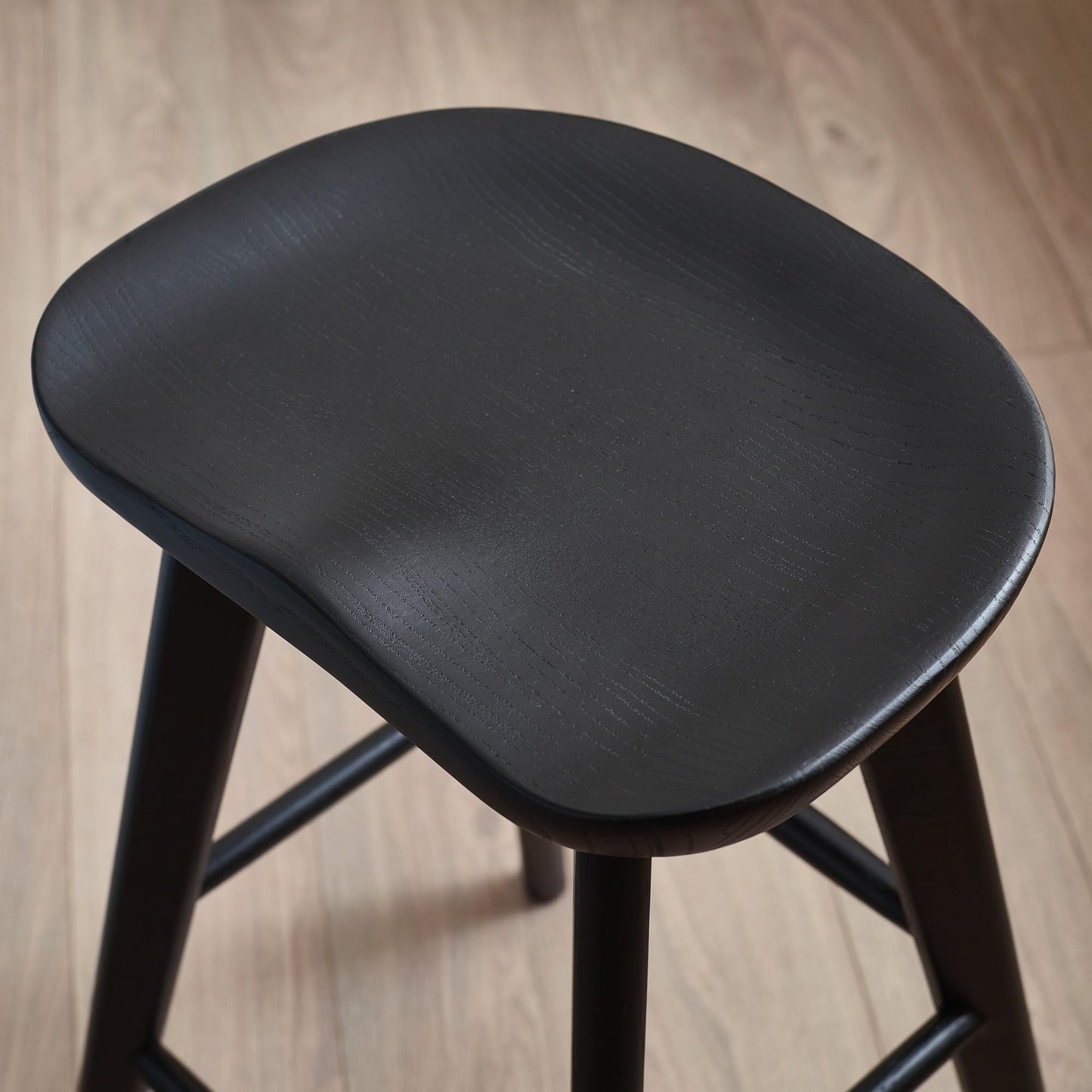 Julian Bowen Mulu Bar Stool, Solid Oak, Black - H66 x W45 x D39.5cm