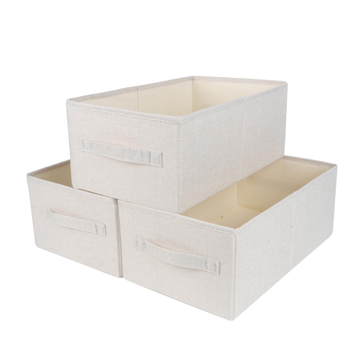 Homo Trends 3 Fabric Storage Boxes, Wardrobe Storage Boxes, White
