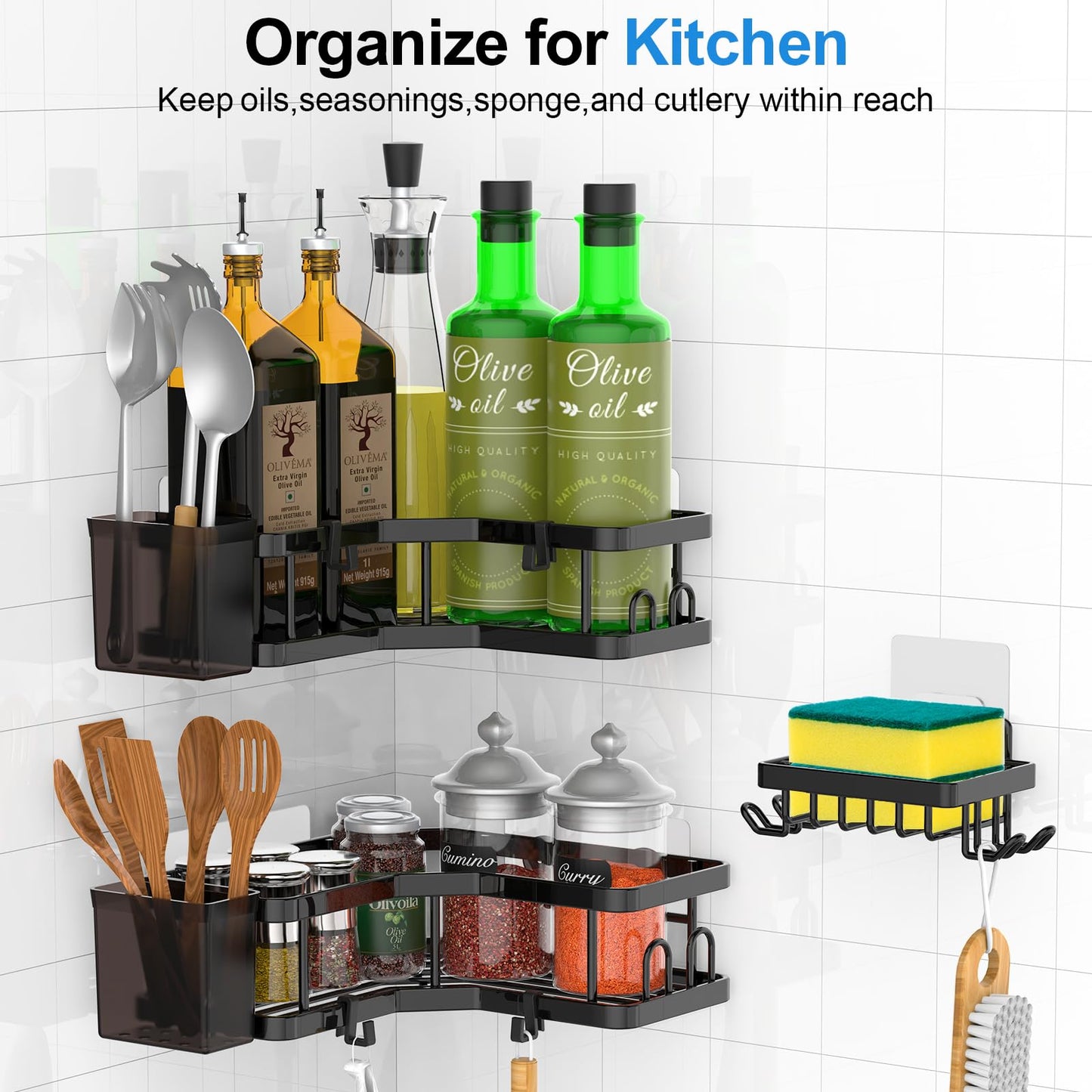 IMURZ Bathroom Storage Shower Caddy, 5 Pack Bathroom Organiser Corner Shelves with Soap Holder & Toothpaste Holder