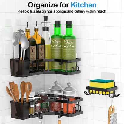 IMURZ Bathroom Storage Shower Caddy, 5 Pack Bathroom Organiser Corner Shelves with Soap Holder & Toothpaste Holder