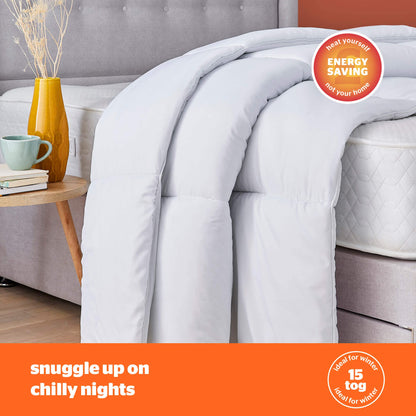 Silentnight So Snug Super-King Bed Duvet Quilt - 15 Tog Winter Warm Cosy Thick Duvet Hypoallergenic and Machine Washable - White - Super-King -