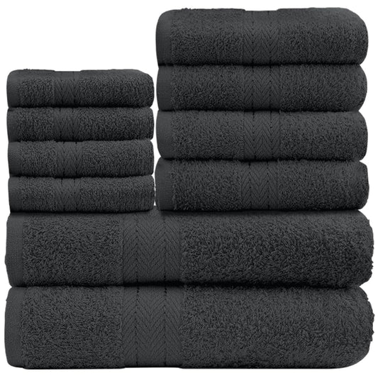 GC GAVENO CAVAILIA 10 Piece Towel Bale Set | Quick Drying Cotton Towel Highly Absorbent 450 GSM Charcoal Towels Set | Bathroom Towels Bale Set 4x Face