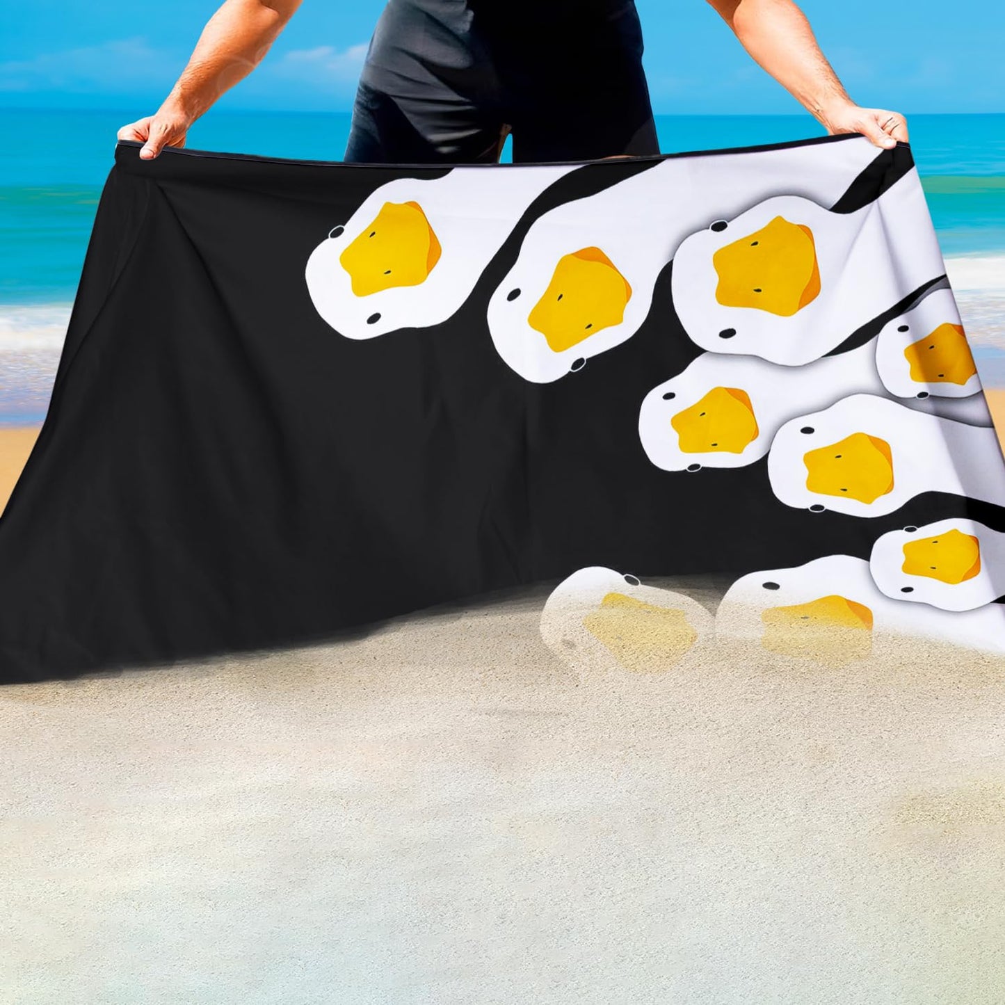 Violetpos Cute Duck Group Beach Towel, Extra Large 180x90 cm 250GSM Microfibre, Sand Free Quick Dry
