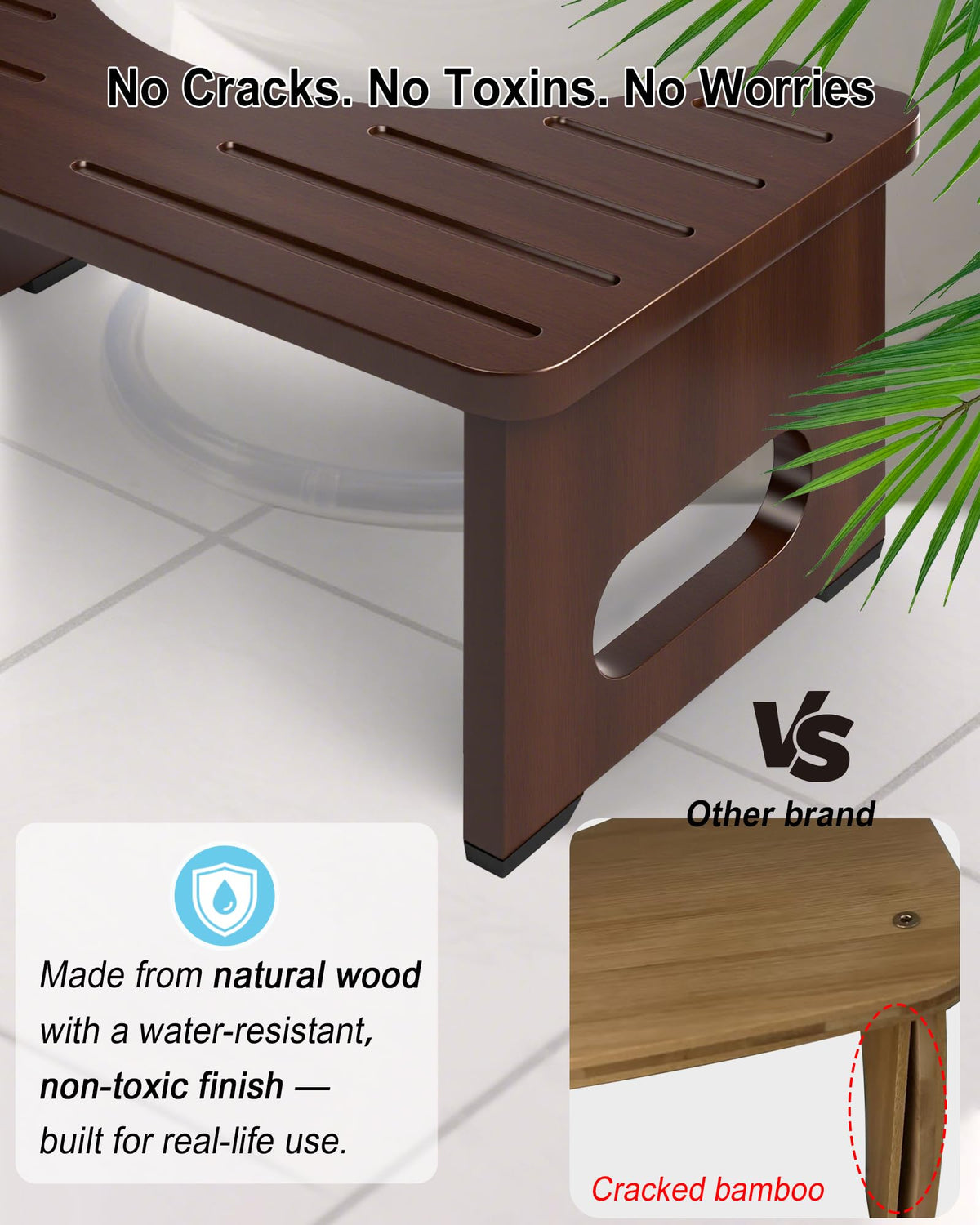 YOSE Wood Toilet Stool Squat Adult, Foldable Squatting Potty for Bathroom, Dual Anti-Slip Potty Step Stool for Pooping