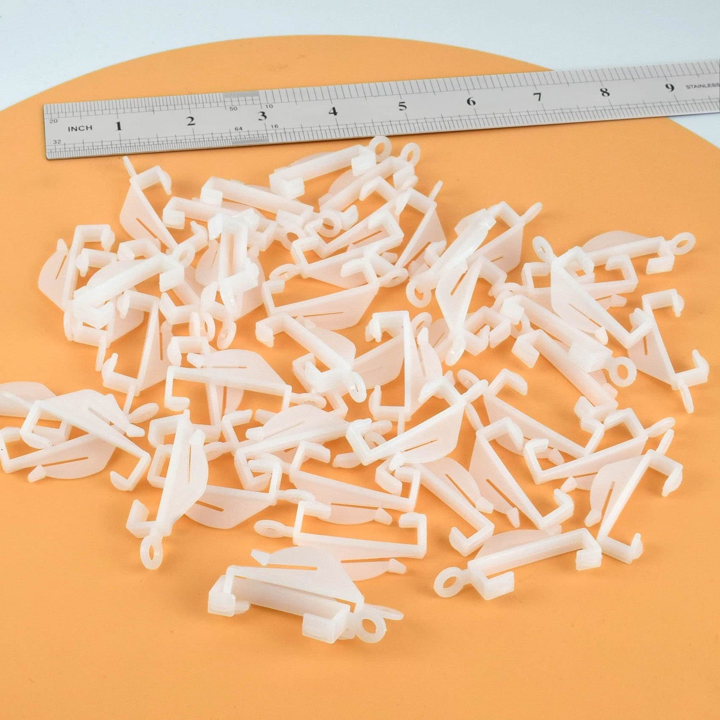 25 Pcs Curtain Hooks, White Plastic Curtain Track Hooks, Rail Gliders Sliding Hook for Shower Curtains, Track Window, Door (White 25Pcs)