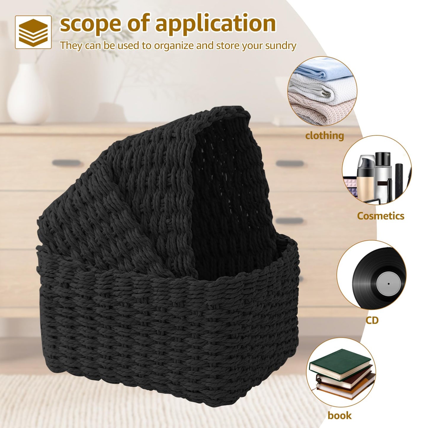 Storage Baskets 3 Pcs Woven Storage Basket Bathroom Baskets Toiletries