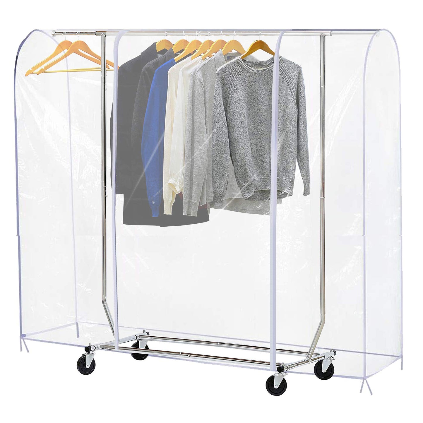 Ruibo Clear Clothes Rail Cover with 2 Durable Zippers Waterproof Dustproof Small Size 47.2" x 20" x 60"