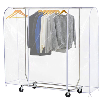 Ruibo Clear Clothes Rail Cover with 2 Durable Zippers Waterproof Dustproof Clothes Rail Cover Medium 150 x 50 x 152 cm