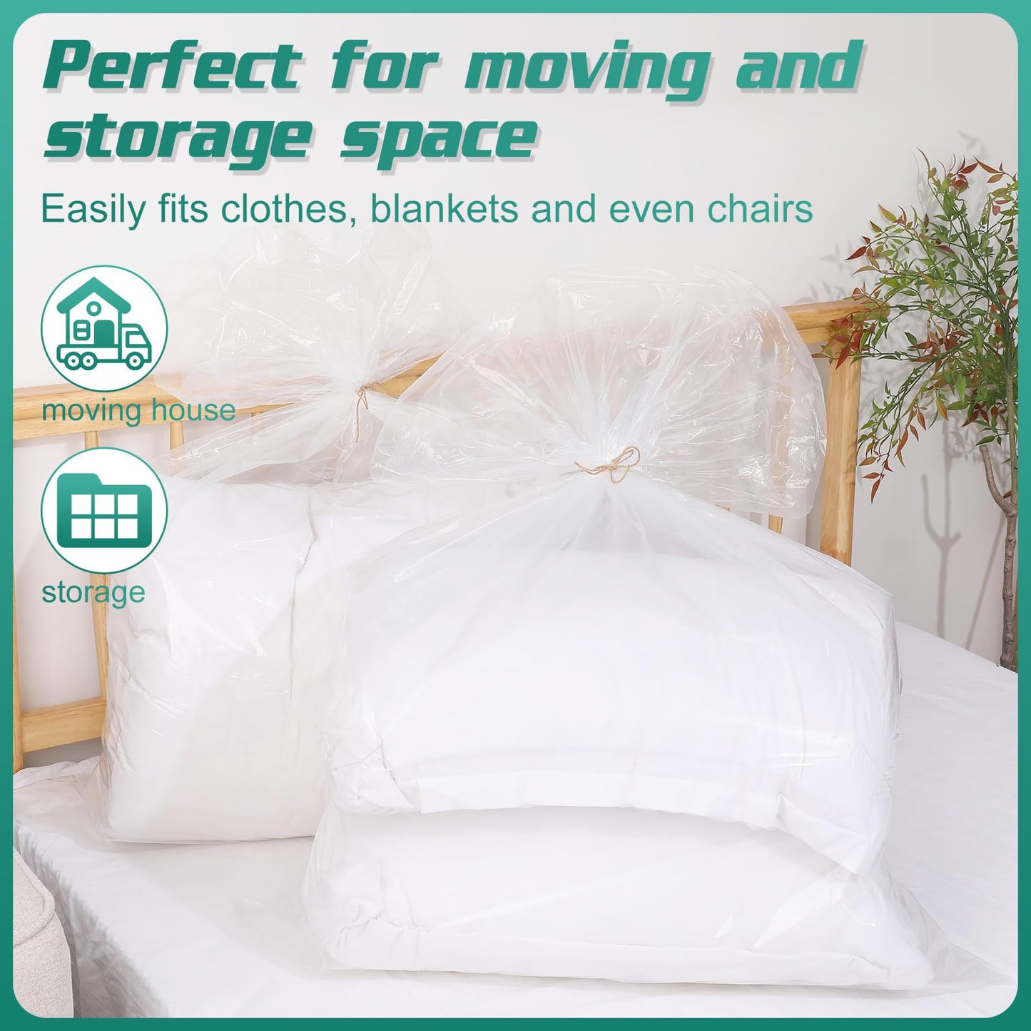 saerryor 10 Pcs Giant Clear Plastic Storage Sacks Heavy Duty