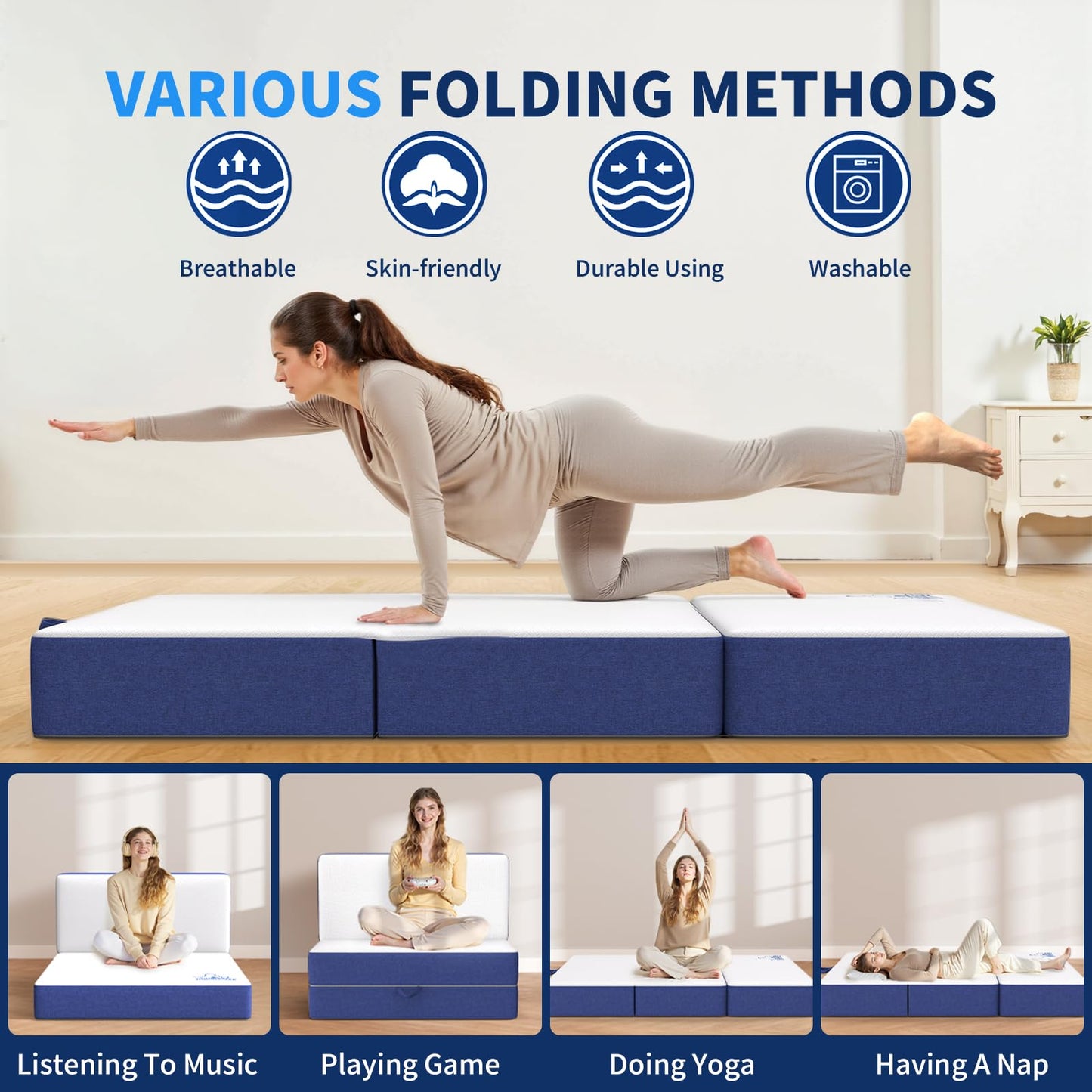 Doubleslee Folding Mattress single 6 Inch Height 90x190x15cm