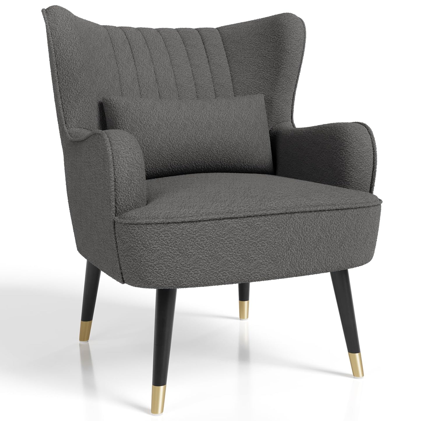 Vesgantti Teddy Accent Chair with Lumbar Pillow, Wing Back Large Armchair