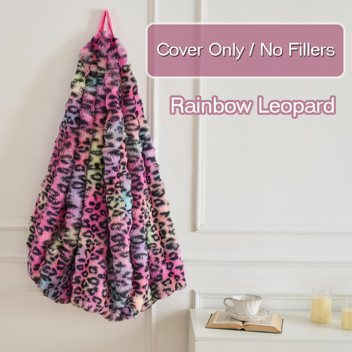 Fluffy Faux Rabbit Fur Bean Bag Chair CoverNo Filler,Cozy Shaggy Bubble Stuffed Animal Storage Large Bean Bag Cover for Bedroom Living Room,Fuzzy