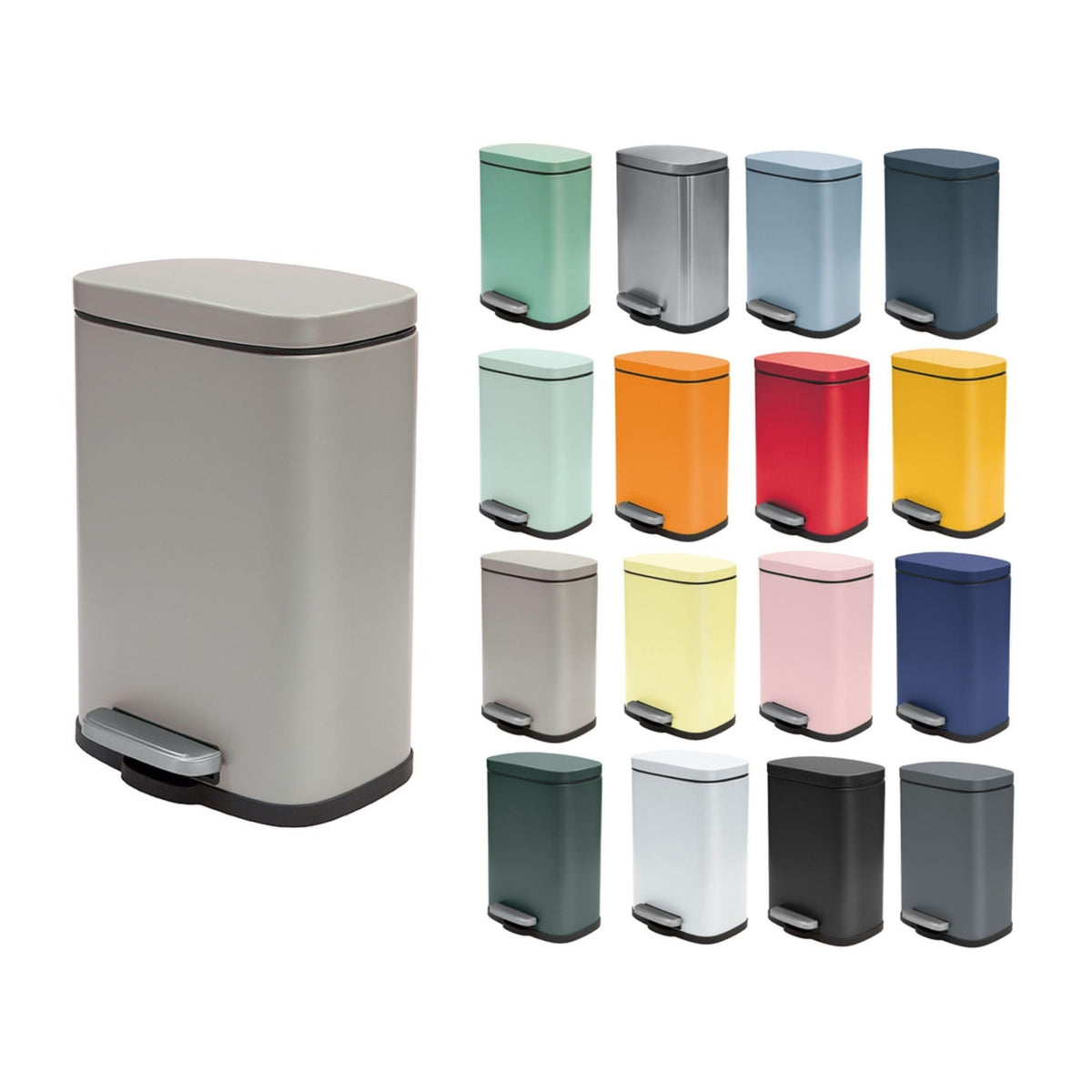 Spirella Akira Collection Pedal Bin 21.4 x 17.6 x 30 cm 5 Litres, Steel, Beige, 21.4 x 17.6 x 30 cm