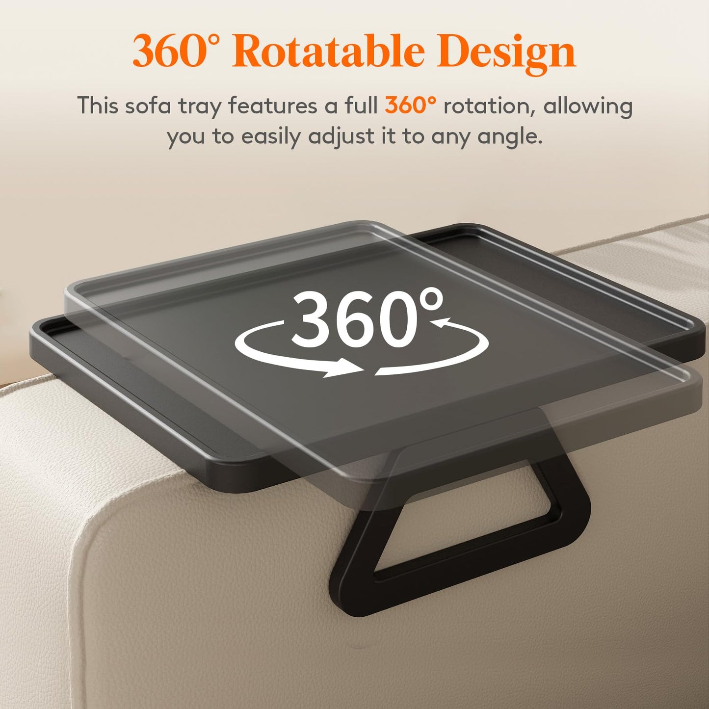 Lifewit Plastic Rotating Couch Armrest Table, Adjustable Sofa Arm Clip Holder Tray for Snack/Fast Food/Fruit/Drink