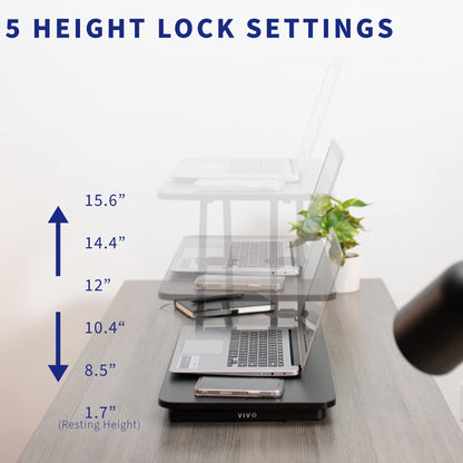 VIVO Single Top 24 inch Scissors Lift Keyboard and Mouse Riser, Height Adjustable Laptop Desk, For Ergonomic Sit Stand Workstations, Black, DESK-V024A