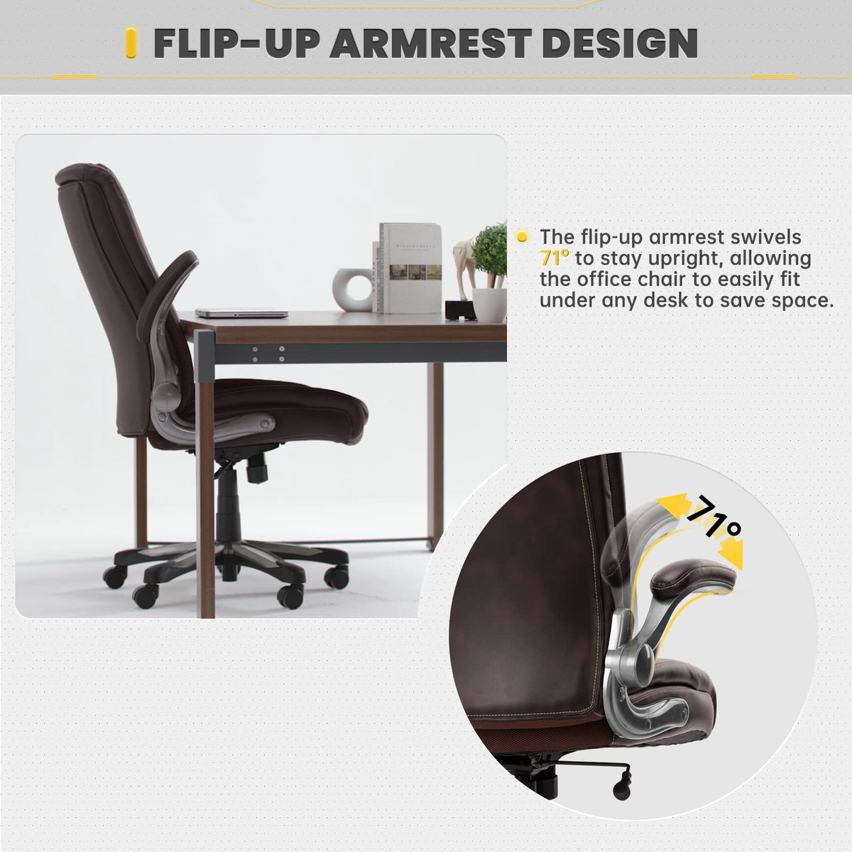 COLAMY Big and Tall Office Chair 400lbs, Large Heavy Duty High Back Executive Computer Office Desk Chair Flip-up Arms Wide Thick Seat for Home Office