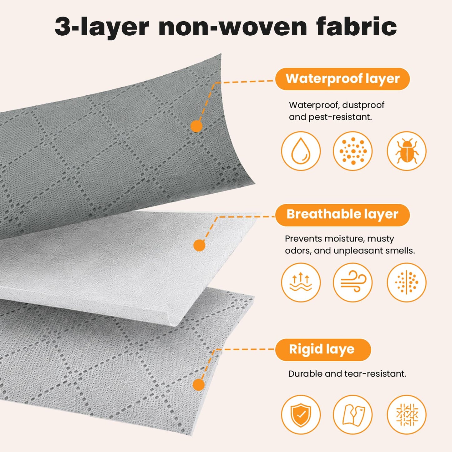 RICHER HOUSE 95L Clothes Storage Bags, Foldable Storage Box with Lid,6 Pack