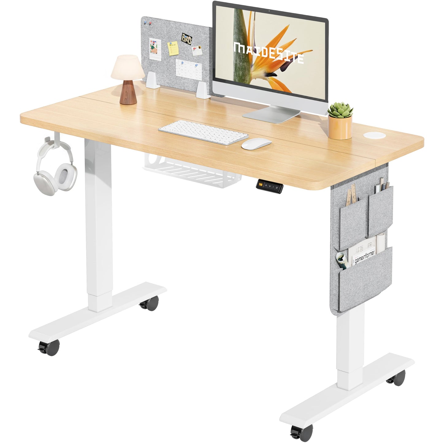 MAIDeSITe Electric Height Adjustable Standing Desk, 100x60cm Sit Stand Desk