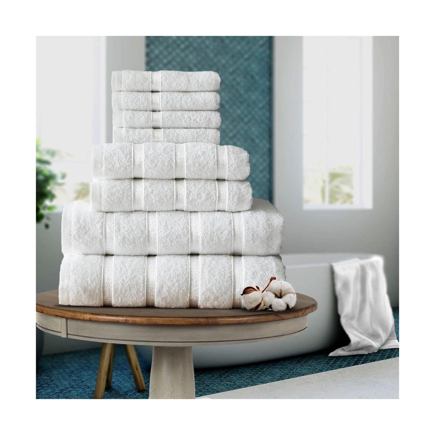 FAIRWAYUK 8-Piece Towels Bale Set for Bathroom, Ultra Soft Premium Quality Water Absorbent Towel Gift Sets, 100% Egyptian Cotton