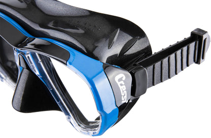 CRESSI Big Eyes Mask Black/Bluee - Single Big Eyes Mask for Diving and Snorkelling, Black/Blue, One Size, Adults