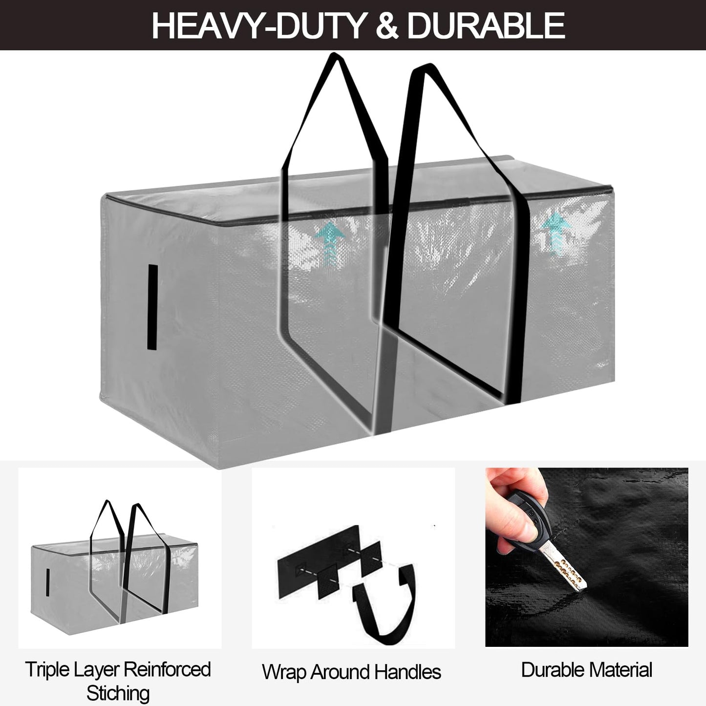 Zandrix 95L Waterproof Storage Bags Moving Boxes Bags with Lids - 2 Pack