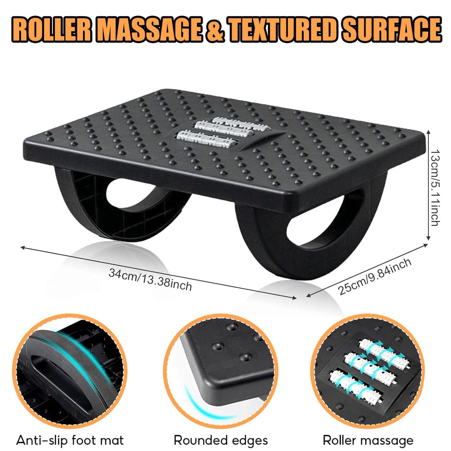 Foot Rest for Under Desk at Work, Ergonomic Foot Stools for Under Office Desk,Rocking Footrest with Roller Massager-Leg Rest for Chair