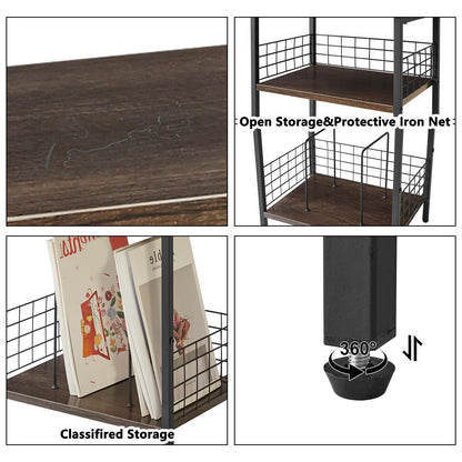 YMYNY 3 Tier End Table, Record Player Stand with Storage, Industrial Tall Side Table, Small Bookshelf, Bookcase, Display Rack, Telephone Table for