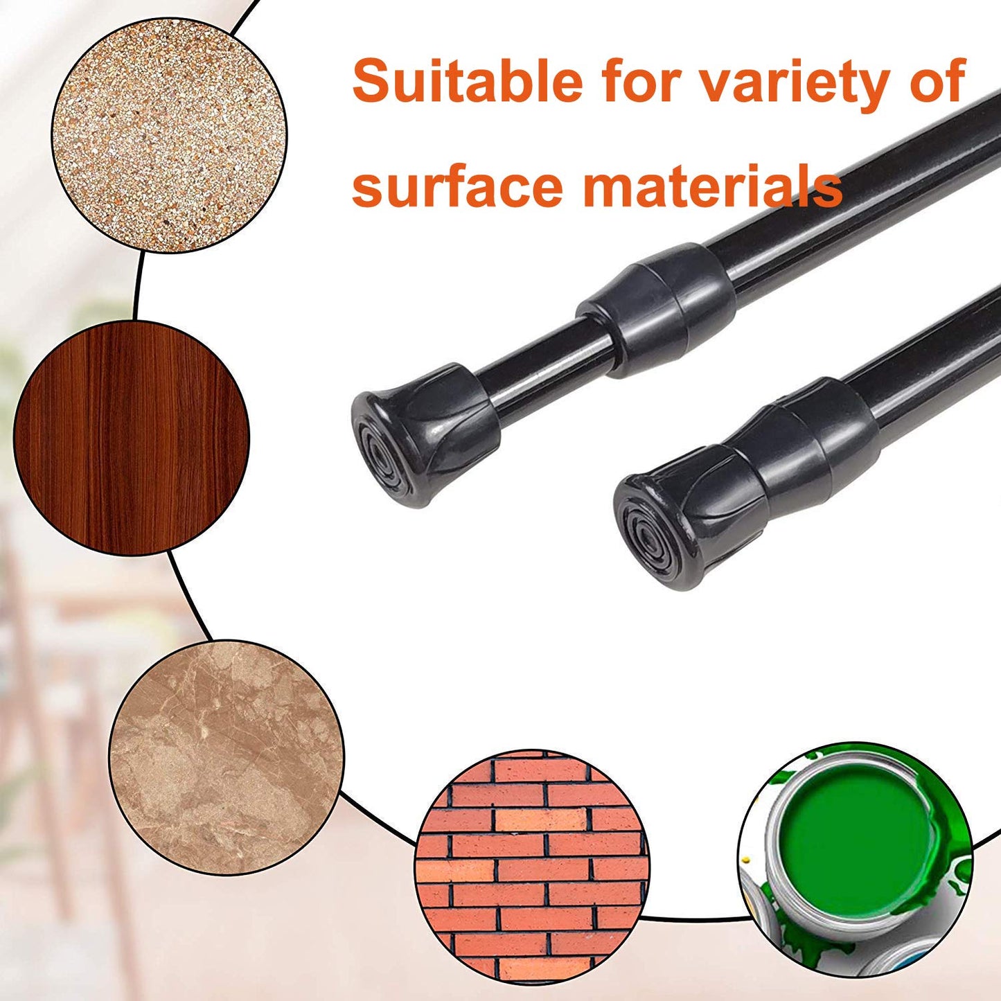 2 Pack Small Tension Rods 10 in to 15.7 Curtain Rods Window Rods in Extendable Width Spring Cupboard Bars for Kitchen Utensils, Closet, and Cabinet