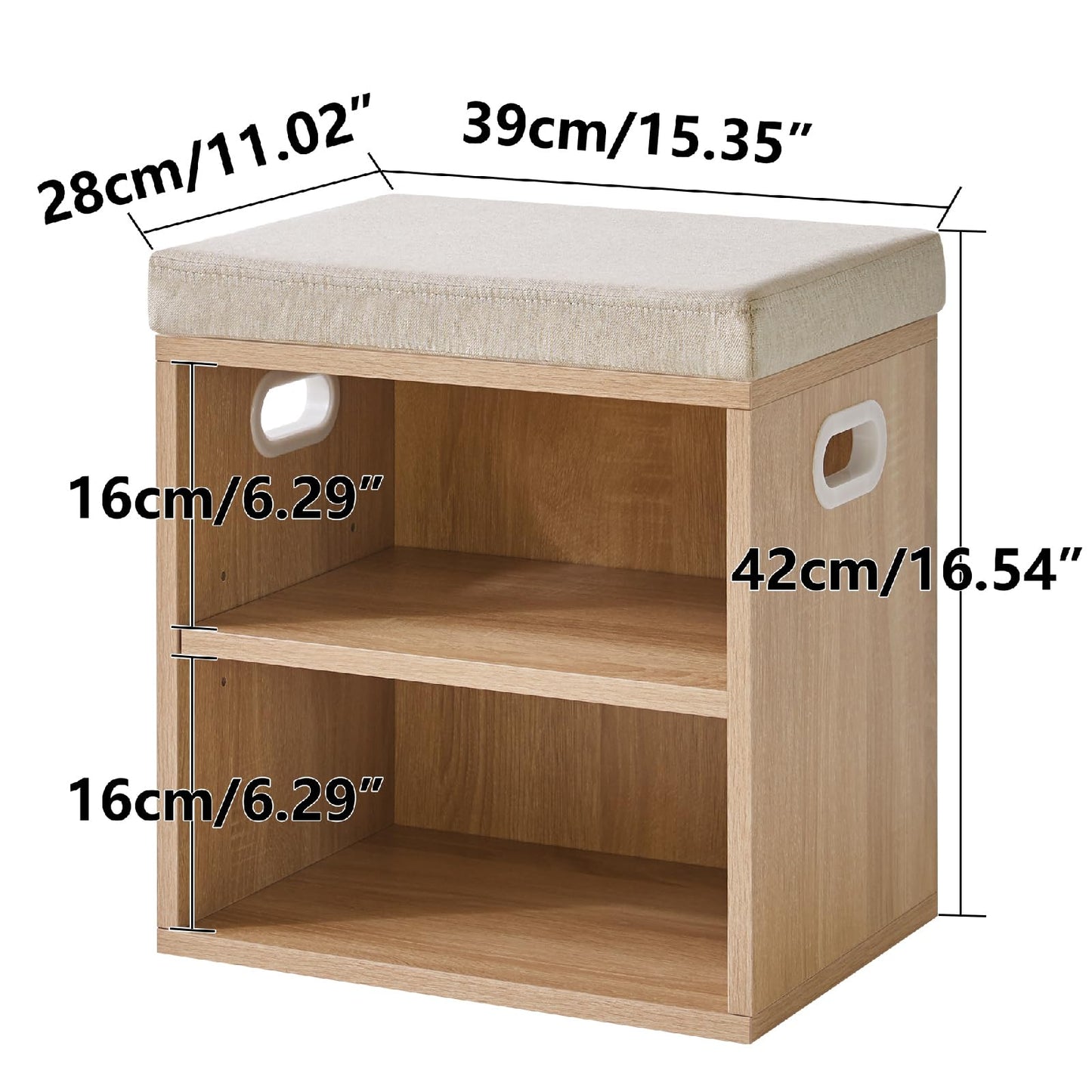 YMYNY Small Shoe Storage Bench with Cushion, Light Natural HBD028R