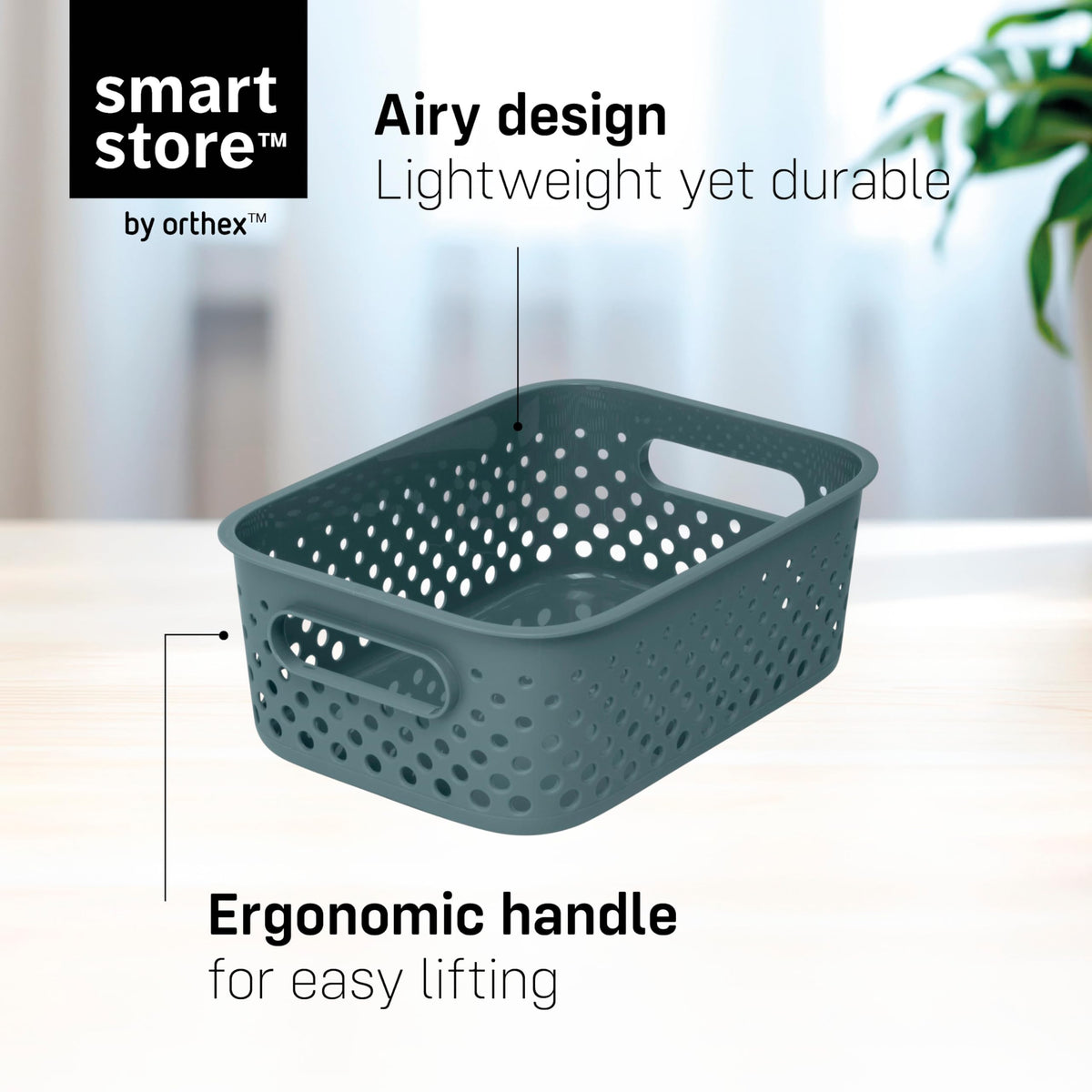 SmartStore Storage Basket with Handles in Grey 10 x 1,6L 20,5x14,5x7,5cm | Storage Bin From Recycled Plastic | Essence S Storage Box