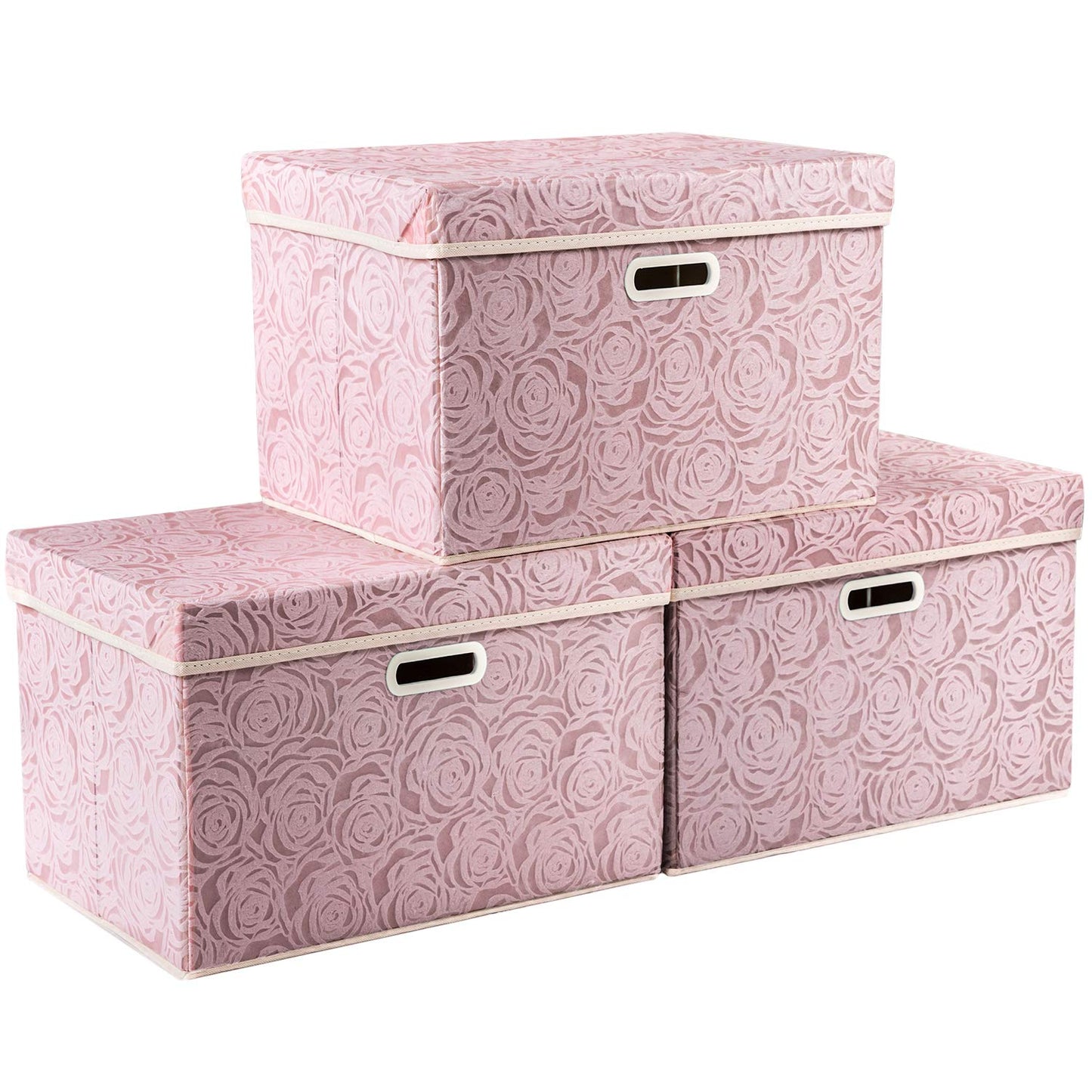 Prandom Storage Boxes with Lids Large.Rose Pattern Fabric Decorative Storage Box, Really Useful Box,Clothing Storage,Cubes